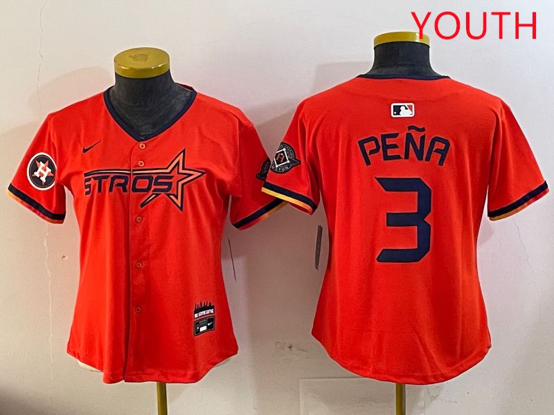 Youth Houston Astros Blank 3 Pena Three generations Joint Name 2025 Nike MLB Jersey style 5